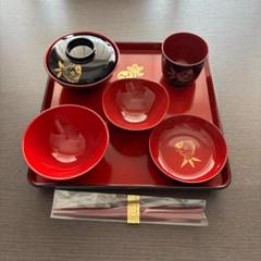 【新品・未使用】お食い初め善 食器セット 女の子 会津塗 生國魂神社