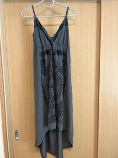 グレー刺繍キャミワンピース ロング丈
