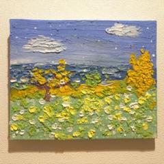 メルカリ絵画 絵 額付( 青緑＋金色の枠 )油絵 uF6-112402 花ゆり