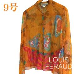 Louis Feraud　ルイフェロー　サイズ9 ノーカラージャケット　総柄　赤 ルイフェロー シアーシャツ 9号 日本製 - メルカリ