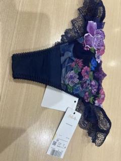 ワコール　サルート　60G 花柄刺繍 ネイビー Tバック Mサイズ
