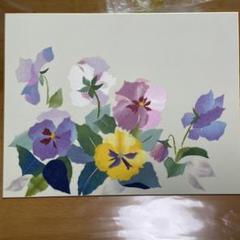 和紙ちぎり絵　ハンドメイド　パンジー