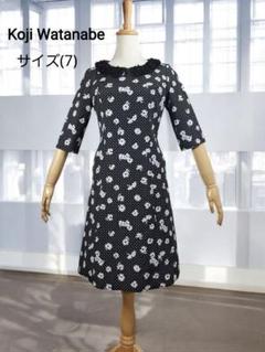 美品 Koji watanabe 脱着カラーフラワープリントワンピース