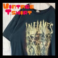 《希少インフレイムスバンドT×くすみブラック》アメリカUSA古着半袖tシャツ黒L