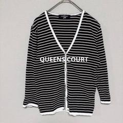 QUEENS COURT/ボタンカーディガン/Vネック/羽織/ストライプ2520
