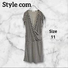 Style com スタイルコム　ワンピース　半袖　総柄　チュニック　ブラウン
