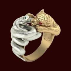 【A013】リング　メンズ　シルバー　アクセサリー　蛇　虎　指輪　20号