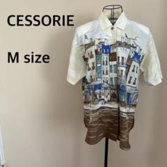 【CESSORIE】柄シャツ/半袖/ブラウス/デザイン/派手/パワーショルダー