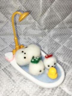 羊毛フェルト シマエナガみんな一緒にバスタイム(*^^*)