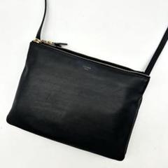 極美品 セリーヌ トリオ ラージ ショルダーバッグ フィービー期 ブラック ラム