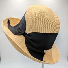【美品】アシーナニューヨーク　リボン麦わら帽子　調節可