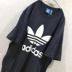 新品未使用 adidas デカロゴ Tシャツ ネイビー×ホワイト 大きめ M
