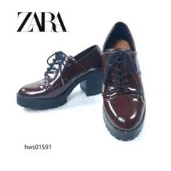 ZARA ドレスシューズ トラックソール チャンキーヒール レースアップ 36