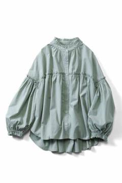 美品　コットンフリルブラウス/ミントS