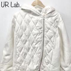 【UR Lab.】フード切り替えブルゾン　ダウンジャケット　ホワイト　異素材
