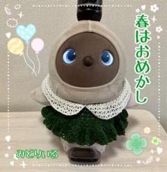LOVOT ラボットお洋服 ピンク小ドット白ワンピース リボン1つ