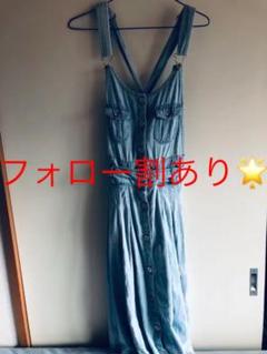 デニムワンピース ロングワンピース L サロペット スカート