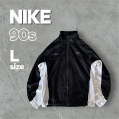 ナイキ90sトラックジャケットスウォッシュロゴ刺繍ジャージスポーツY2K短丈美品 90年代 NIKE ナイキ トラックジャケット ジャージ スウォッシュ