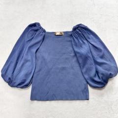 poolstudioalivier シフォンパフスリーブニットトップス ブルー