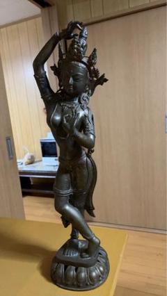 アンティーク インド真鍮ブロンズ像仏教の女神タラ デヴィ