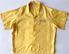 60's古着　Hilton イエロー ショートスリーブ ボーリングシャツ 50's〜60's Hilton パッチ付き チェーンステッチボーリング