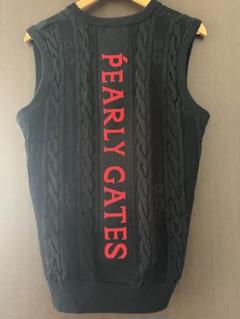 PEARLY GATES ケーブル編み ノースリーブベスト ブラック