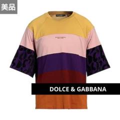 【美品】ドルガバ DGロゴ マルチカラーストライプTシャツ Lサイズ イタリア製
