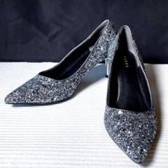 RANDA パンプス ポインテッドトゥ ハイヒール シルバー グリッター 23