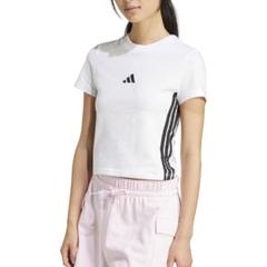 adidas クロップドTシャツ ホワイト サイドライン Mサイズ ロゴTシャツ