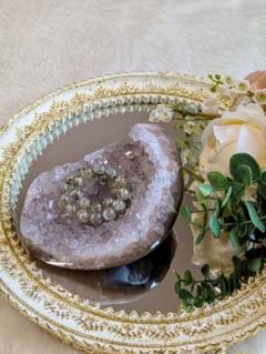 浄化済　☆アメジスト　皿☆　 花　ジオード　ピンク瑪瑙層