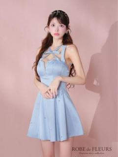☆みあ　サテンネックリボンバストジップフレアミニキャバドレス ☆みあ様専用 サテンネックリボンバストジップフレアミニキャバ