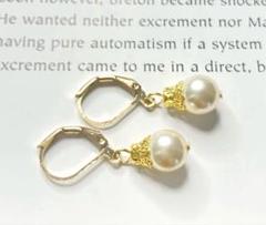 アンティーク調パールピアス　＊　ハンドメイド