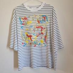 Lui's　ピッチボーダーペイントビッグTシャツ ペンキ　カラフル