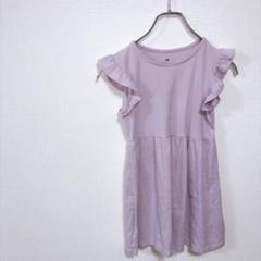 H&M パープル フリル袖ワンピース 120サイズ 伸縮性 上品かわいいキッズ用