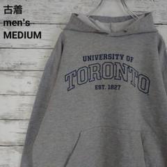 古着 MV SPORT スウェットパーカー トロント大学 カレッジ グレー M