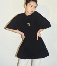 可愛い！ear PAPILLONNER 完売フリル Tシャツ 黒 美品 袖メロウカットソー【SUM1 STYLE(スミスタイル)】（Tシャツ