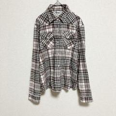 《BLACK DOG》チェックシャツ　ピンク系　胸ポケット　コットン　L