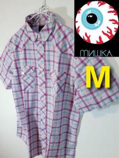 【MISHKA】ミシカ半袖チェックシャツ/ビッグサイズ/メンズ