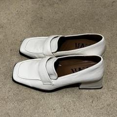 ZARA ホワイト クロコダイル型押し ローファー 約5cmヒール