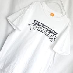 ミュータントタートルズ TURTLES ロゴ 亀 キャラ 半袖 Tシャツ白