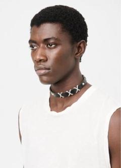 OURLEGACY 25ss 2cmチョーカー　ブラック 2CM CHOKER / TRIO CROSS BLACK LEATHER メタルデザインレザー