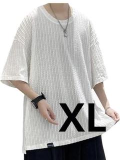 Tシャツ XL メンズ　ホワイ　クールネック　夏服　半袖　シンプル　大きい