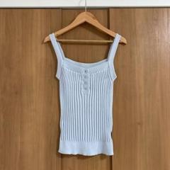 ROPE 前ボタンニットキャミソール　タンクトップ　水色　M