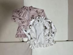 ベビー水着、ラッシュガード 2枚セット くま柄 フリル付き 上着のみ 80cm