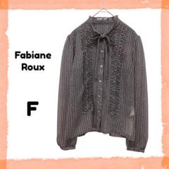 ファビアンルー 長袖 シャツ ボウタイ F グレー 総柄 シースルー 日本製 夏