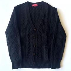 【美品】supreme 黒ケーブルニットカーディガン　L 2025年最新】supremeカーディガンの人気アイテム - メルカリ