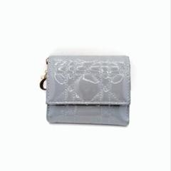 【最終値下げ】Lady Dior ロータスウォレット ブルーグレー DIOR | Lady Dior Lotus ウォレット カナージュ パテントカーフ