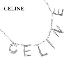 CELINE セリーヌ チェーンネックレス ロゴ SILVER BRASS