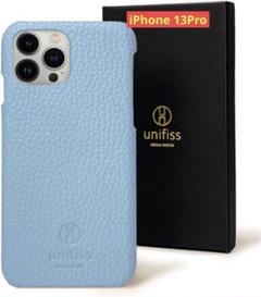 iPhone 13Pro ケース　ブルー　高級感　PUレザー　unifiss