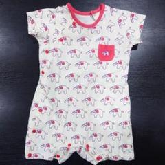 象柄 プリント 横開き ロンパース 80cm 綿100%